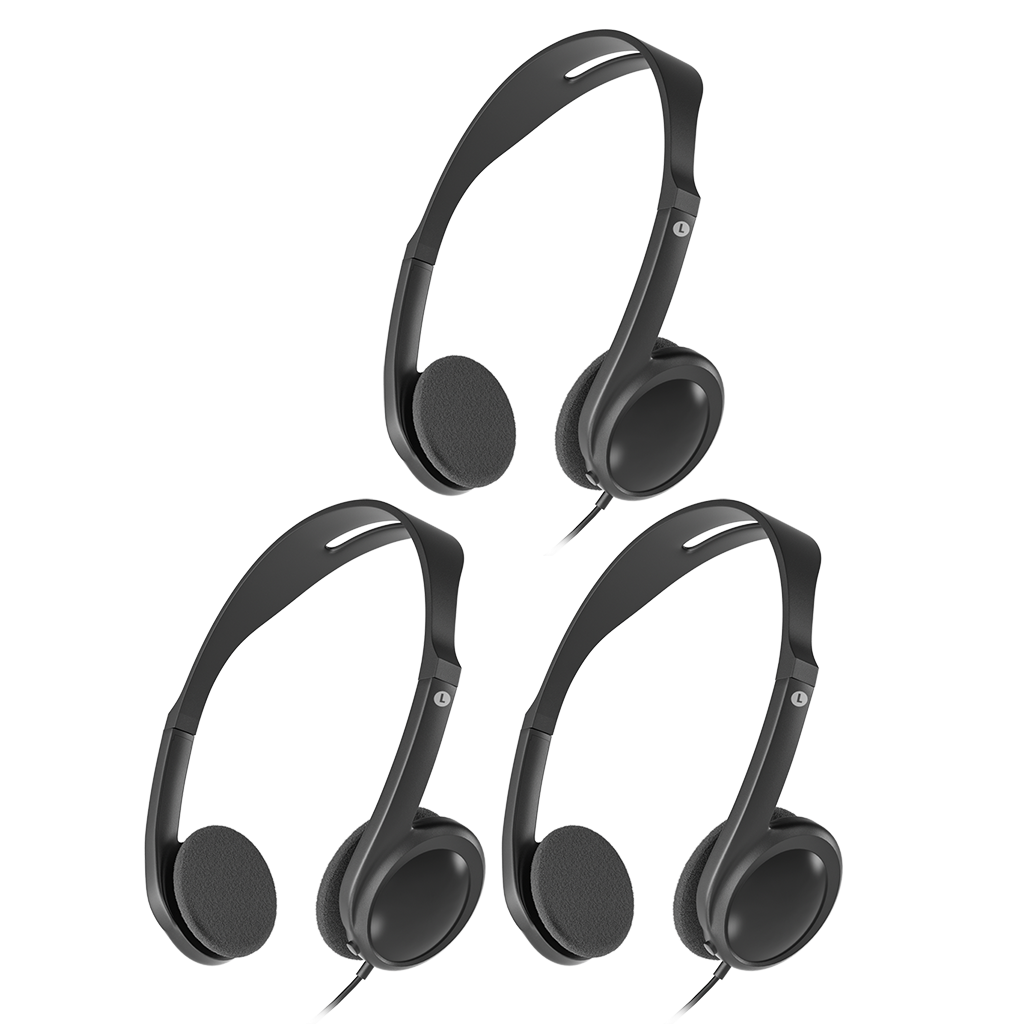 3-Pack Wired On-ear Headphones for school