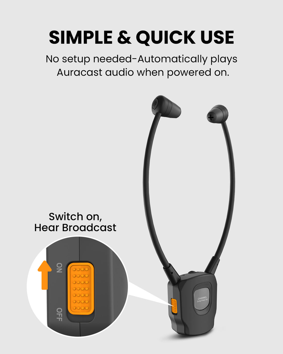 39091 Auracast Assistive Listening Kit for Churches & Public Venues, no setup required, automatically plays Auracast audio when powered on.