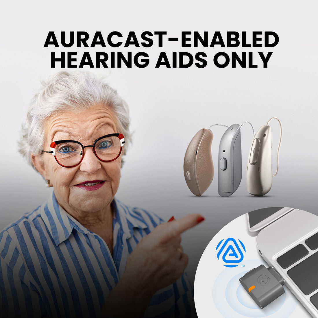 C82 Aura USB-C Transmitter for Auracast Hearing Aids & Group Listening for smartphones, tablets, laptops, Macs, and PCs compatible with Auracast-enabled hearing aids only