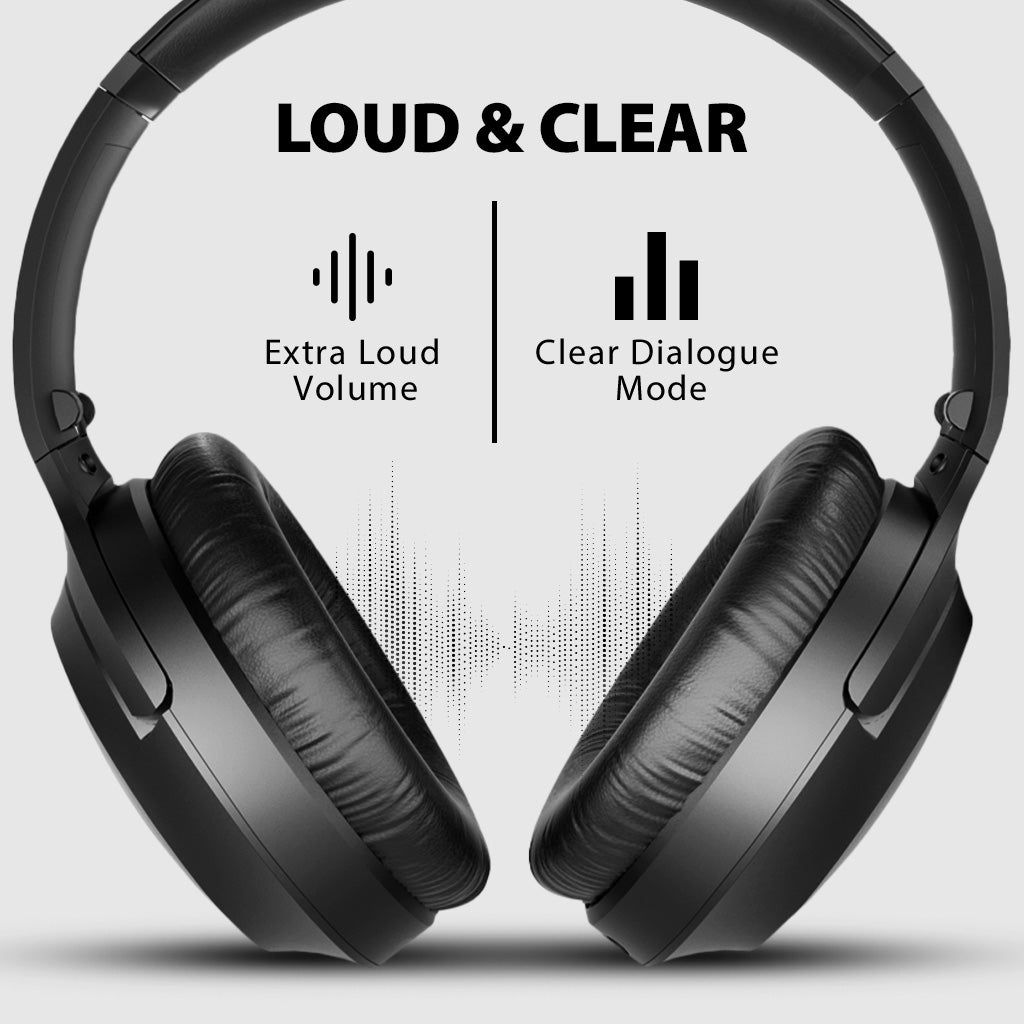 Aria Aura Auracast Headphones for Public Spaces with extra loud volume and clear dialogue TV listening.