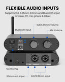 AirCast Transmitter for Assistive Listening Devices in Church, Conference, Theater, Senior Centers. Supports XLR, 6.35mm, AUX, and Bluetooth audio input for mixer, pc, mic, phone and tablet.