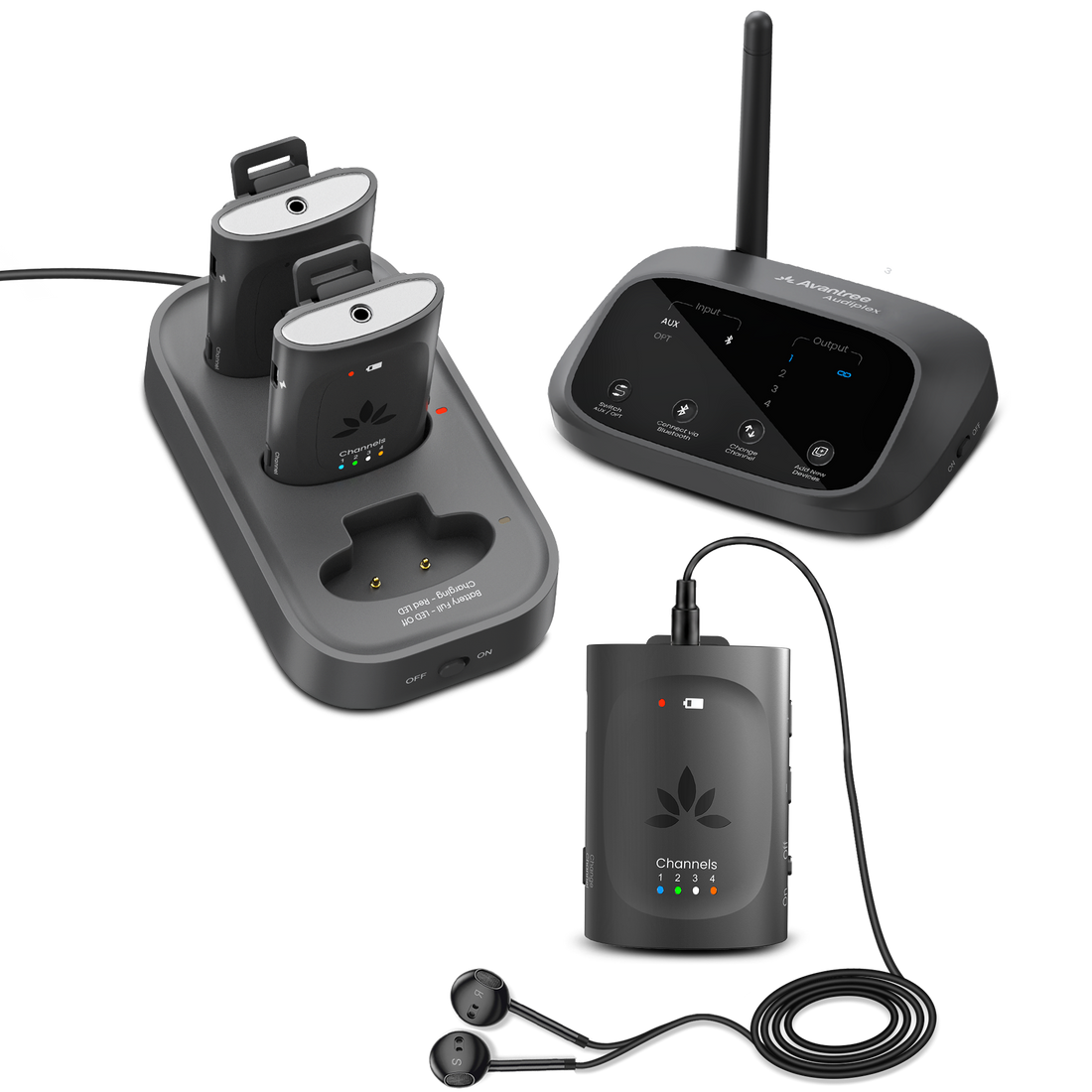 Audiplex M3 Multi-Channel Devices for Churches and Classrooms, up to 328ft range for venues serving 300 people.