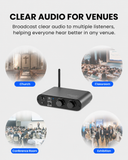 AuraPlex X14 Pro Auracast Group Listening for churches, classrooms, conference rooms, exhibitions, and events for clear audio to multiple listeners.