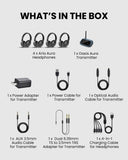 AuraPlex H4 Auracast System for small venues, training, and group listening, includes 4 headphones, 1 transmitter, and all accessories for easy set-up.