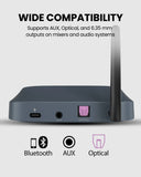 AuraPlex H4 Auracast System for small venues, training, and group listening, widely compatible with optical and AUX outputs.