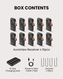AuraView 10-Pack AuraView Auracast Receiver System 10 Pack with Charging Dock, OLED Display Assistive Listening Devices for Church, Conference, Theater, Senior Centers