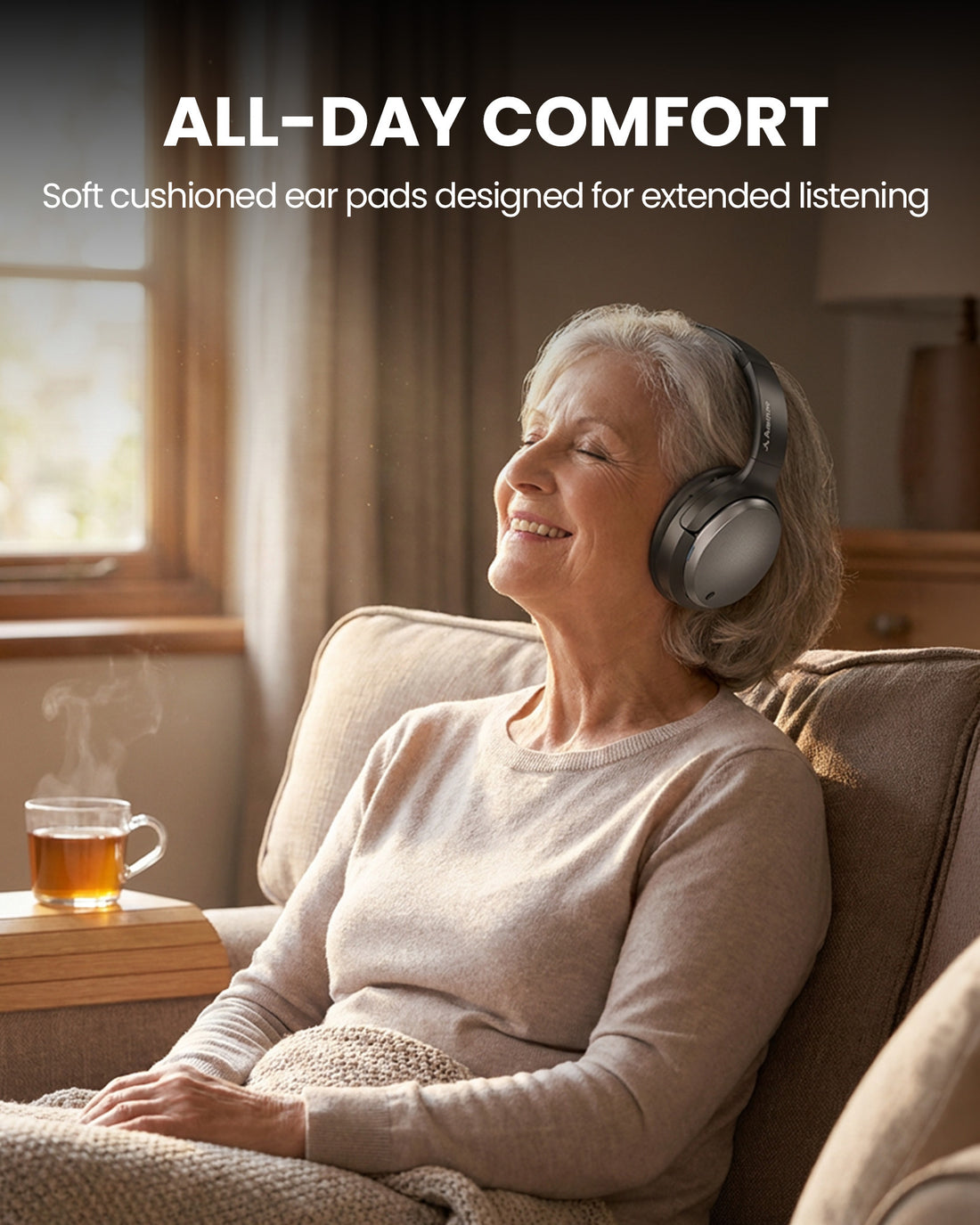 Eon Aura T full-size over-ear design for extended all-day listening comfort