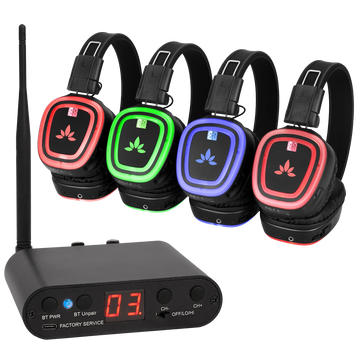 Motion-UT90 Wireless LED Headphones & Transmitters for Your Event Customizable Quantities, 500-Yard Range, Perfect for Parties, Weddings, and More