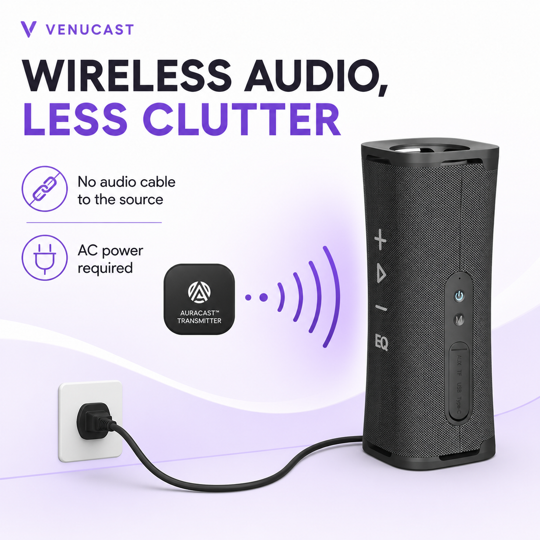 Harmony A4 Solo wireless audio setup with AC power required