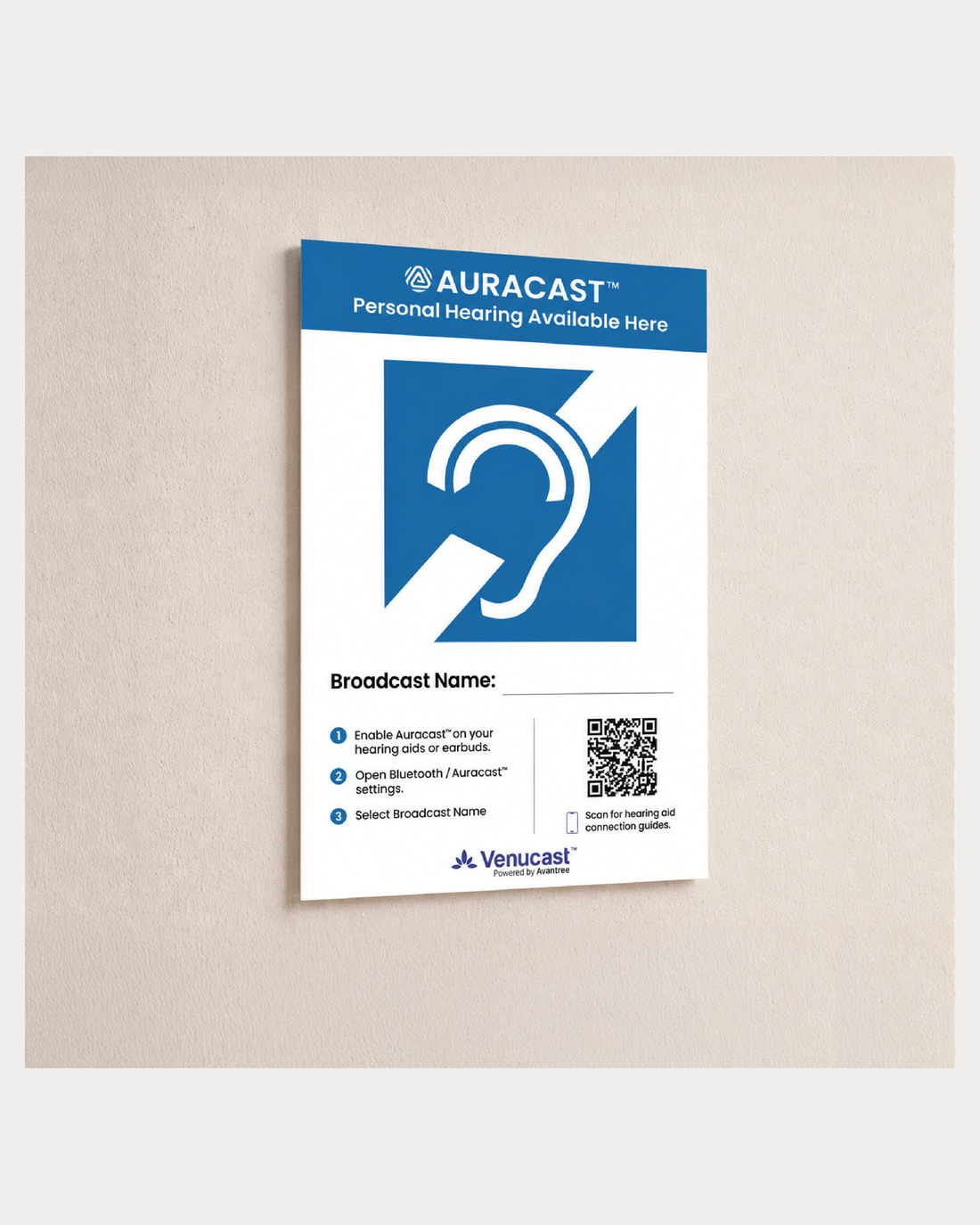 Venue Deployment Pack A2 Auracast personal hearing signage