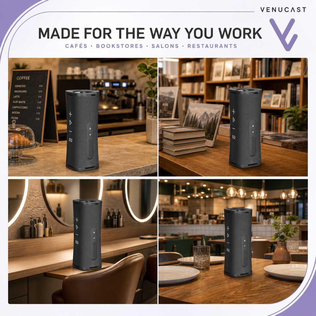 Harmony A4 Solo in cafes bookstores salons and restaurants