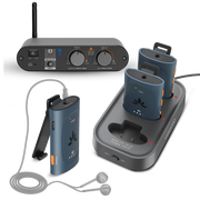 AuraPlex Pro M3 AuraClip Auracast Receiver System 3 Pack with AirCast Transmitter & Charging Dock, Assistive Listening Devices for Church, Conference, Theater, Senior Centers