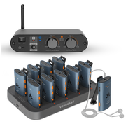 AuraPlex Pro MX AuraClip Venue Auracast Receiver System 10 Pack with AirCast Transmitter & Charging Dock, Assistive Listening Devices for Church, Conference, Theater, Senior Centers