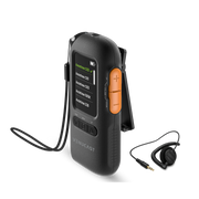 AuraView Auracast Receiver with OLED Display for churches, classrooms, conferences, theaters, and senior centers with clear Auracast broadcast audio.