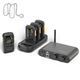AuraPlex Pro-View 4 Auracast Receiver System 4 Pack with AirCast Transmitter & Charging Dock, OLED Display Assistive Listening Devices for Church, Conference, Theater, Senior Centers