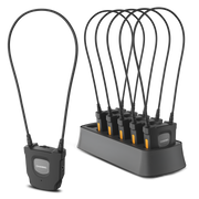 3906 Auracast Headset for churches, clinics, and training with wired listening and neck loop for seniors using compatible T-coil hearing aids.