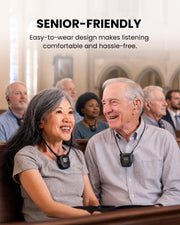 39091 Auracast Assistive Listening Kit for Churches & Public Venues, senior-friendly, easy to wear, and hassle-free to use.