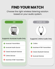 AuraBand 6-Pack Auracast Wireless Earbuds for Seniors, supports Auracast transmitters and broadcasts; not compatible with Bluetooth, 2.4GHz, or HT381 transmitters.