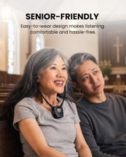 AuraBand-RX Auracast Wireless Earbuds for Church & Assistive Listening. Senior-friendly and hassle-free 