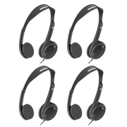 4-Pack Wired On-Ear Headphones with 3.5mm Jack  for multi-listener use in churches, tours, and events with clear audio for receivers, audio guides, laptops, and media players.