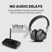 Quartet 2 2.4G Wireless Group Listening Headphones for TV with 30 ms low latency for synchronized audio.