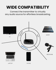 AudiPlex MX Group Listening System for Churches, supports optical, AUX, and Bluetooth audio inputs.