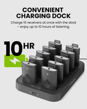 AudiPlex MX Group Listening System for Churches. Supports simultaneous charging, up to 10 hours listening time.