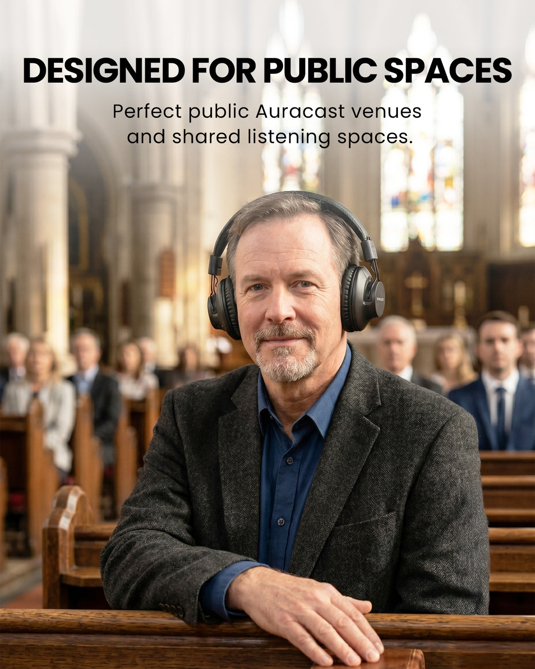 Lite Aura 4 Auracast Headphones for Churches, Classrooms & Meetings, ideal for public Auracast broadcast and shared listening.