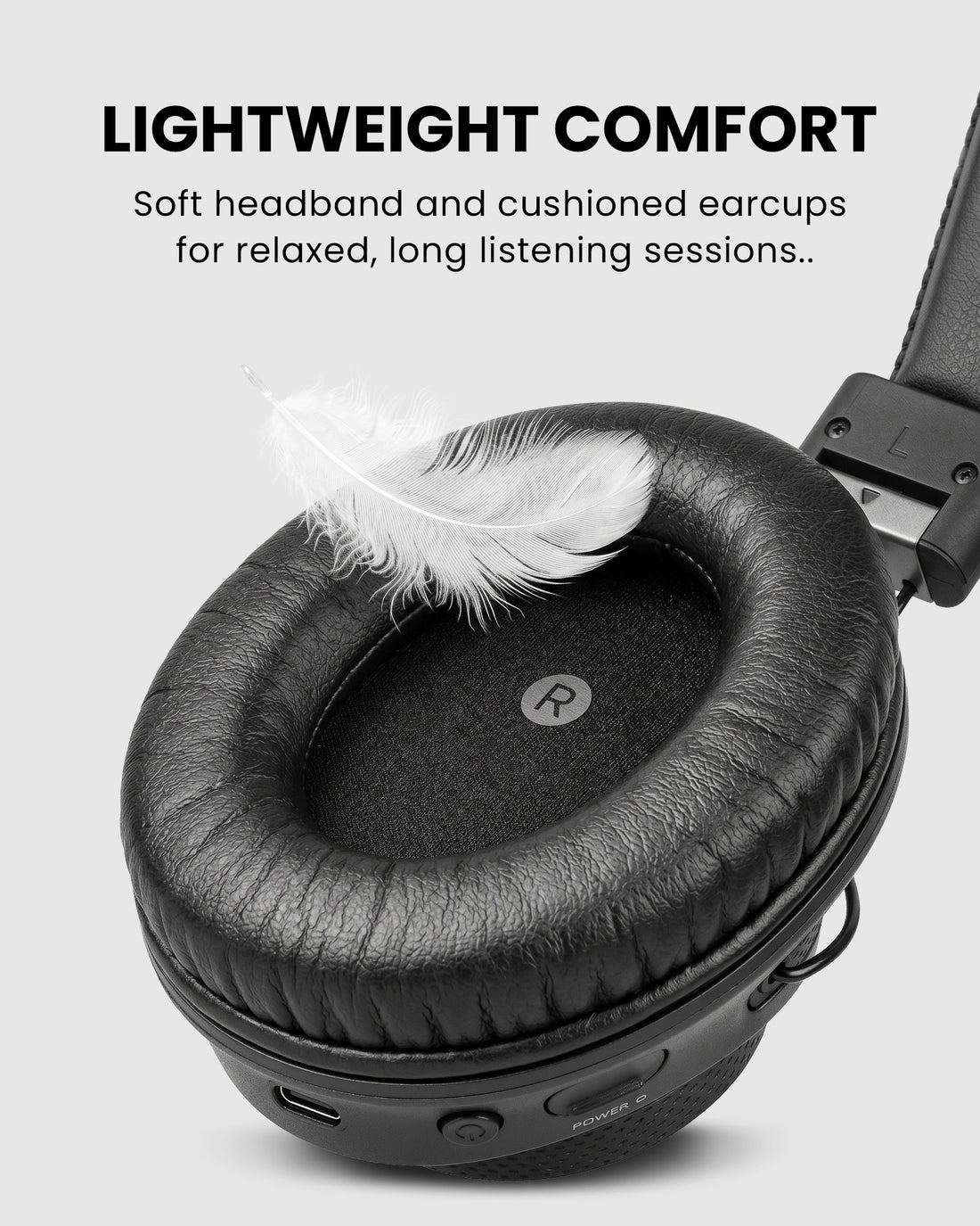 Lite Aura 4 Auracast Headphones for Churches, Classrooms & Meetings, lightweight with soft headband and cushioned earpads.