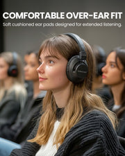 Lite Aura Auracast Headphones for churches and meetings with soft cushioned ear pads for extended listening comfort.