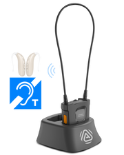 AuraCoil Auracast Receiver with Neckloop for T-Coil hearing aids, ideal for churches, theaters, museums, senior centers, tours, and public listening.