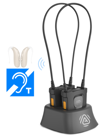 AuraCoil 2-Pack Auracast Receiver Set with Built-in T-Coil Neckloop for Hearing Aids, Assistive Listening for Churches, Nursing Homes & Public Venues, L/R Balance & Volume Control