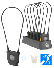AuraCoil 6-Pack Auracast Receiver Set with Built-in T-Coil Neckloop for Hearing Aids, Assistive Listening for Churches, Nursing Homes & Public Venues, L/R Balance & Volume Control