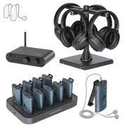 AuraPlex X14 Pro Auracast Group (10 Auraclip & 4 Aria Aura) Listening Kit w/ Charging Dock. Supports auracast hearing aids, wired receivers and wireless headphones
