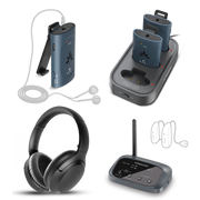 AuraPlex X4 Auracast Venue Transmitter and Receiver Listening Kit w/ Charging Dock. Supports for enabled hearing aids, receivers, & wireless headphones