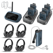 AuraPlex X10 Auracast Group (6 Auraclip & 4 Aria Aura) Listening Kit w/ Charging Dock. Supports Auracast enabeled hearing aids, 3.5 mm headphones and wireless haedphones.