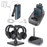 AuraPlex X7 Auracast Group (3 Auraclip & 4 Aria Aura) Listening Kit w/ Charging Dock. Supports Auracast enabled hearing aids, 3.5 mm wired headphones, wireless headphones, and receivers.