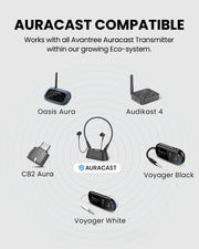 Loop Auracast TV Earbuds with clear dialogue, easy charging dock, compatibility with Avantree Auracast transmitters