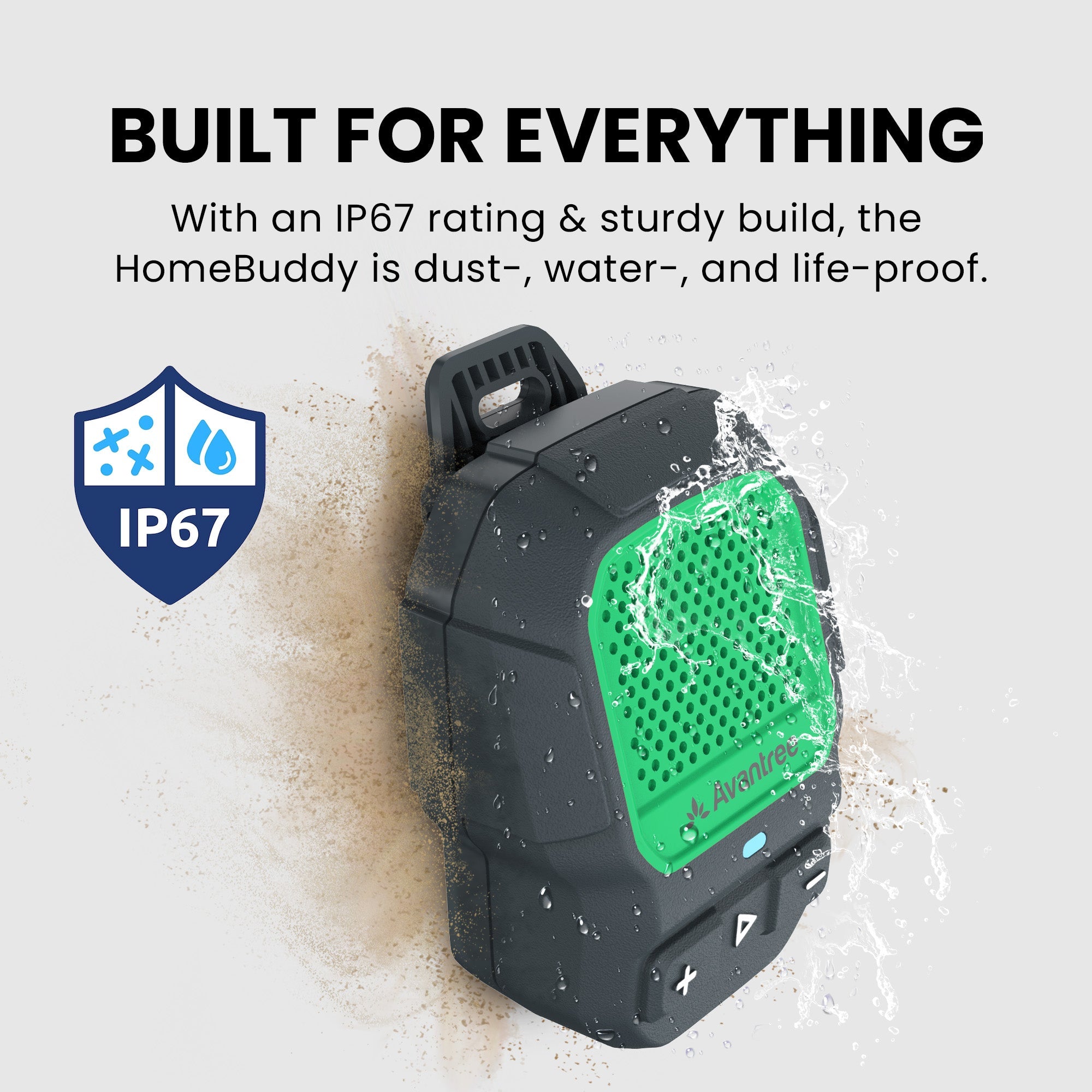 ShareCast Solo
Auracast clip on speaker 
Waterproof Speaker for Any activity with IP67 rating and sturdy build . Dust , life and water proof