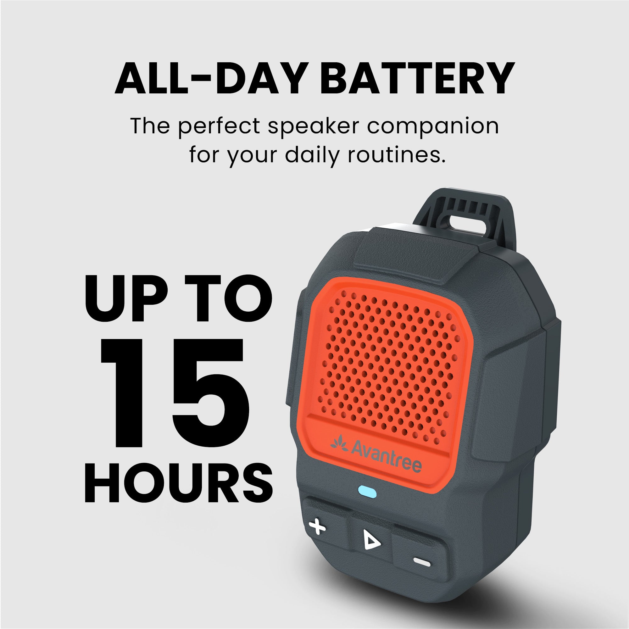 ShareCast Solo
Auracast clip on speaker 
All-day battery for your daily routines 
Up to 15 hours battery life 
