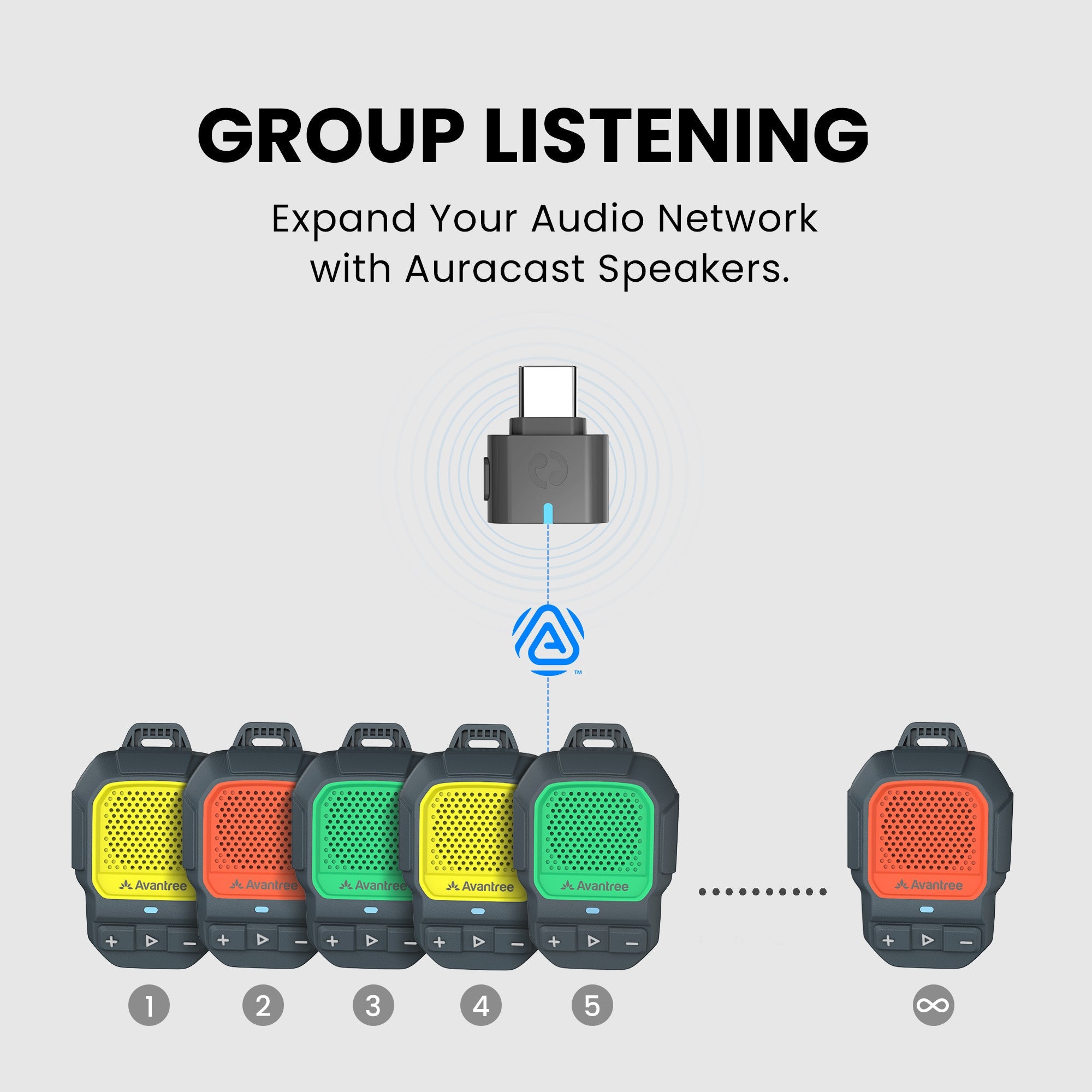 ShareCast Solo
Auracast clip on speaker 
Join Auracast broadcast for group listening  