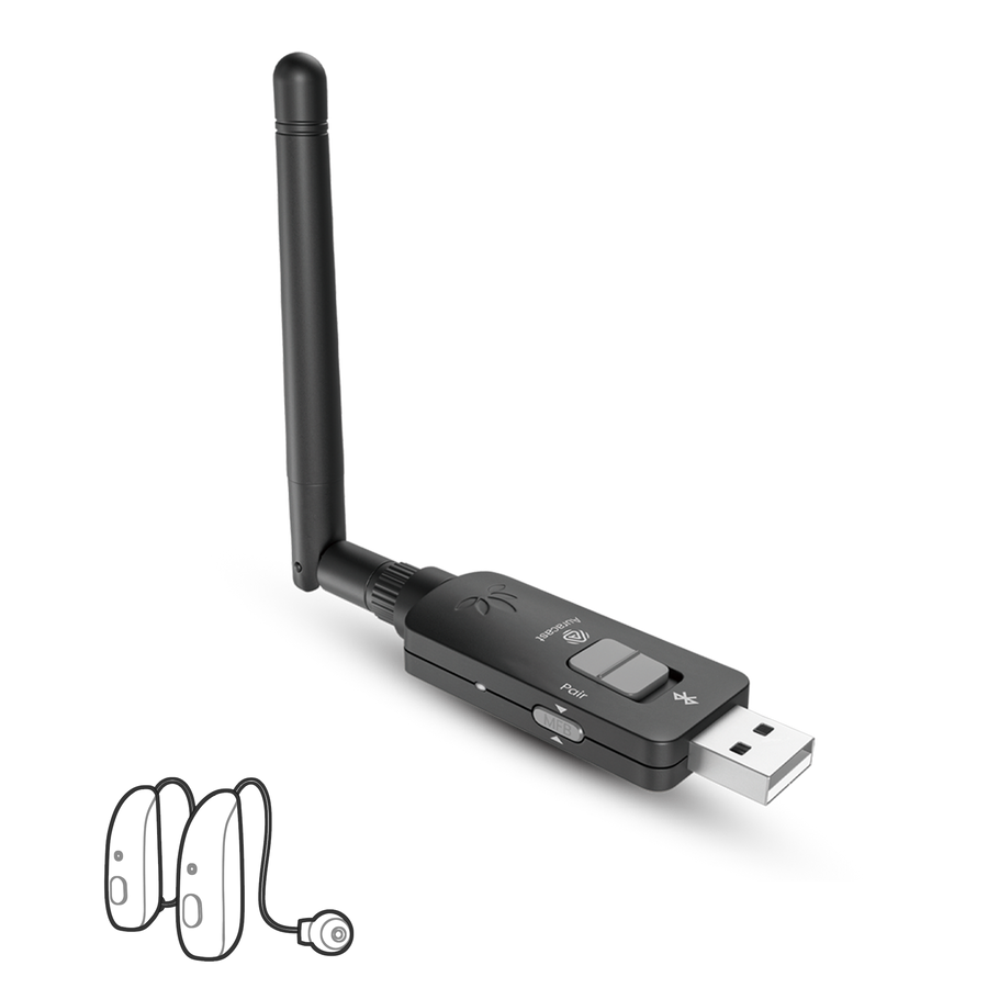 DG60 Aura USB-A Auracast Venue Transmitter for PCs with long-range group listening, for classrooms and training with hearing aids, headphones, receivers.