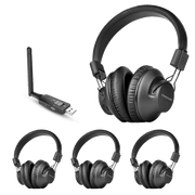 LitePlex H4 USB Venue Transmitter + 4 Headphones for classroom PC , Ready for Churches & Classrooms Ideal for Sermons, Lessons & Group Listening
