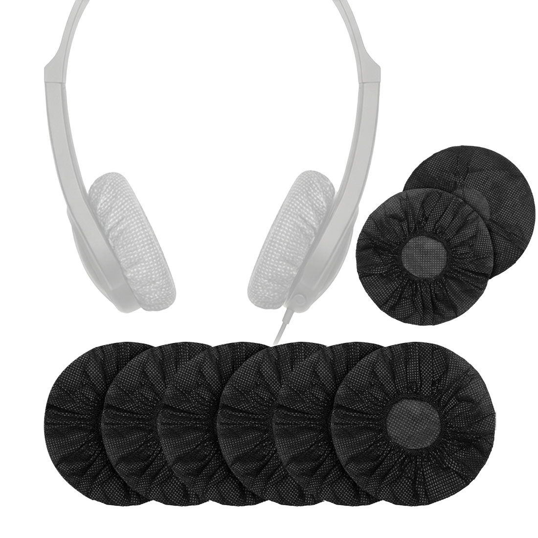 Disposable Stretchable Headphone Ear Covers Soft Breathable Fabric, Fits Large 7.5 cm Ear Pads, 50 Pairs