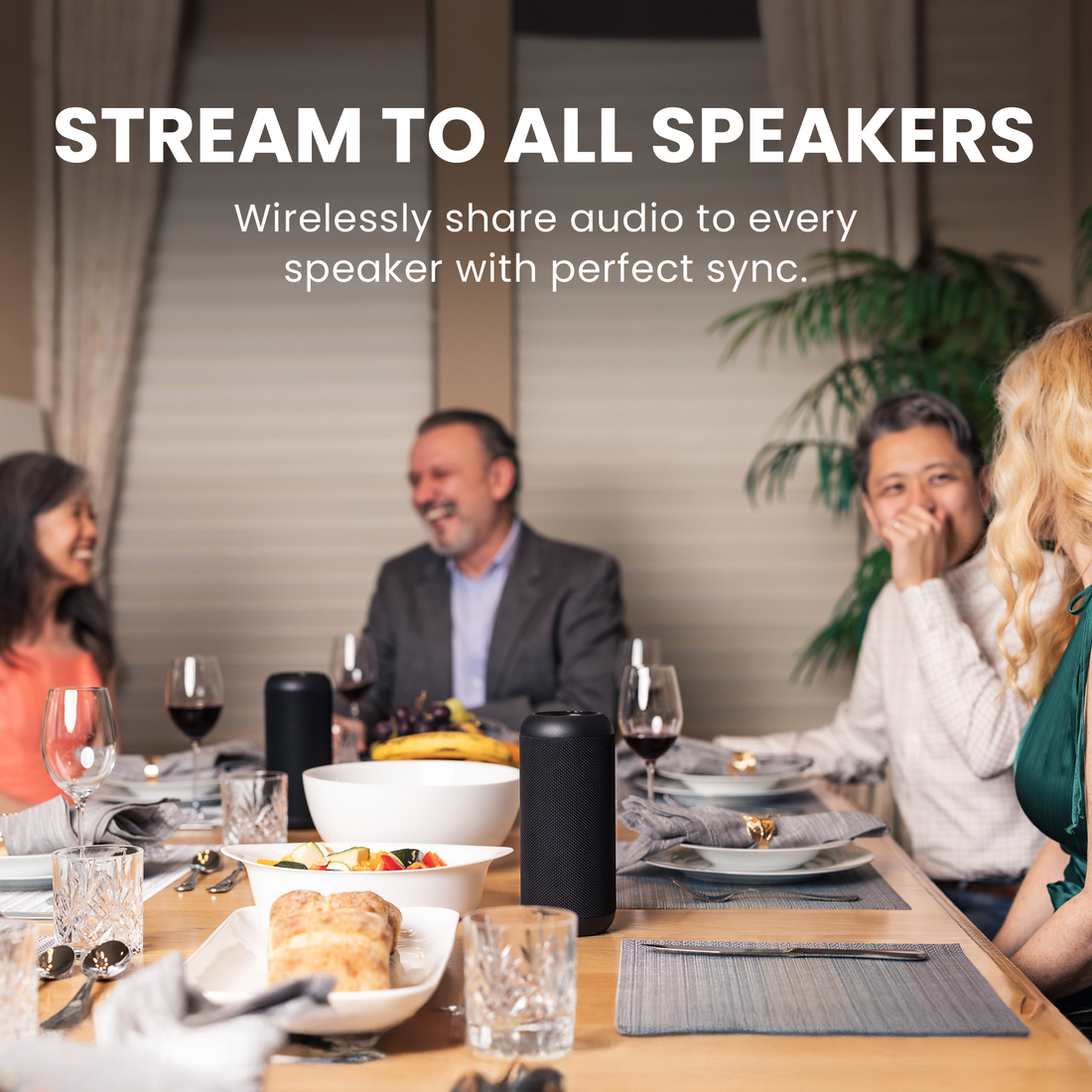 Harmony 2 Multi-Room Wireless Venue Speaker System for Home & Events, Streaming synchronized audio to all connected speakers.