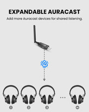 LitePlex H4 USB Venue Transmitter + 4 Headphones for classrooms, training, churches, and events with expandable sytstem, add more headphones for group listening.