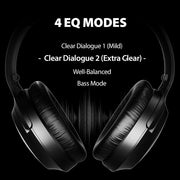 Aria Aura Auracast Headphones for Public Spaces with 4 EQ modes for clear dialogue, balanced sound, and bass.