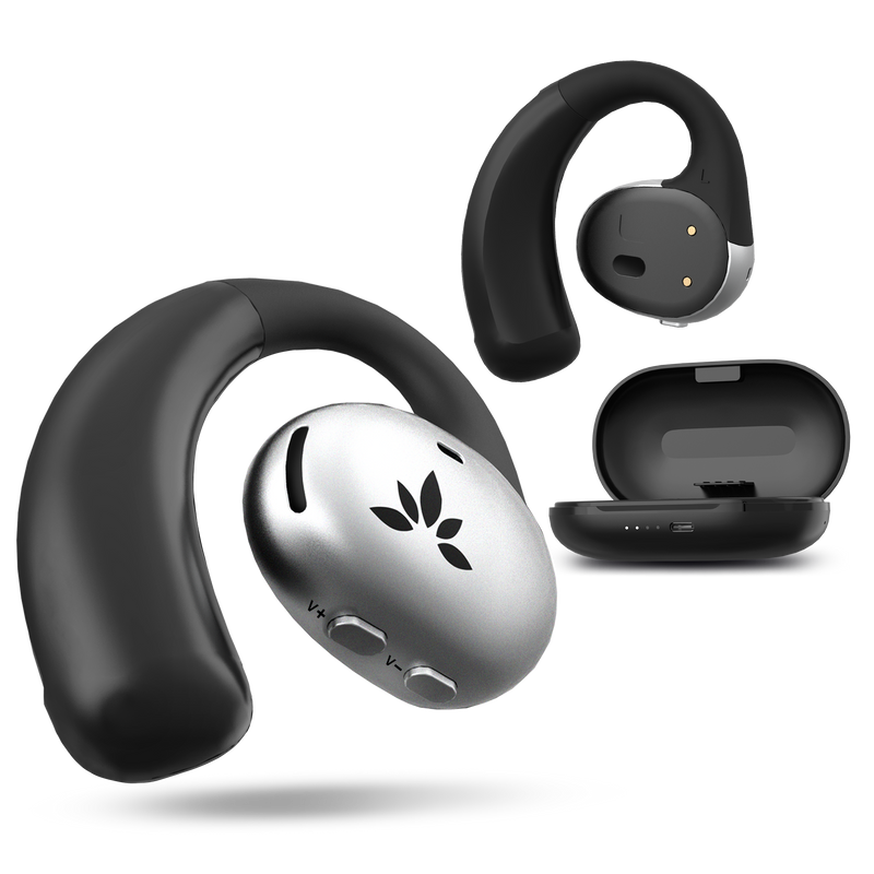 Pebble Aura Open-Ear Auracast TV Earbuds low-latency audio with aptX Adaptive on phones, PCs, and TVs for sound sync. Compatible with Auracast transmitters and future audio upgrades.