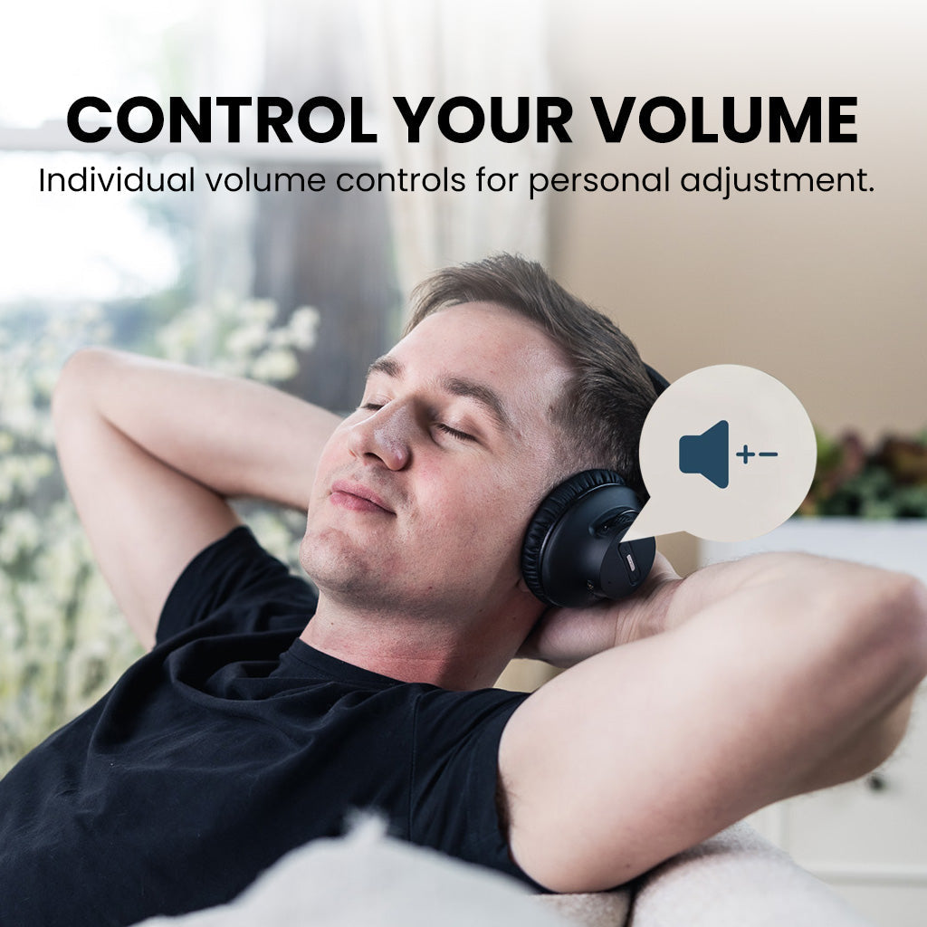 Quartet-Extra additional pair of 2.4G wireless headphones for Quartet, Duet, and Audiplex with independent volume control for personalized listening.
