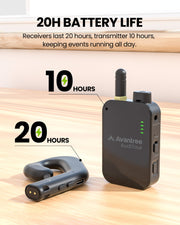 AudiTour (Rental) Wireless Tour Guide System for museums, factories, and group audio with up to 20-hour receiver battery and 10-hour transmitter for all-day use.